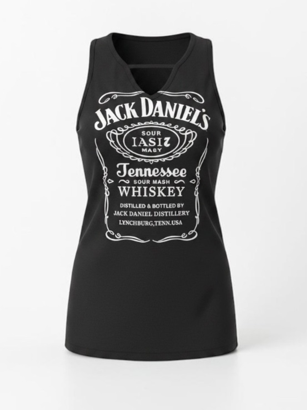 Jack Daniels Black Graphic V-Cut Tank Top